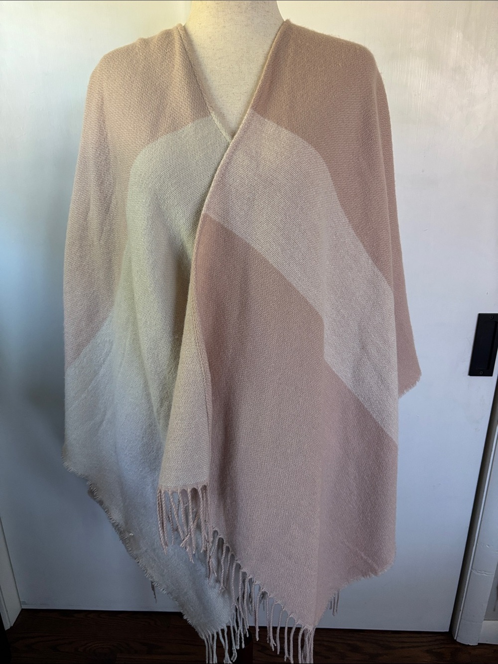 Soia & Kyo Blush and Cream Woven Fringe Poncho